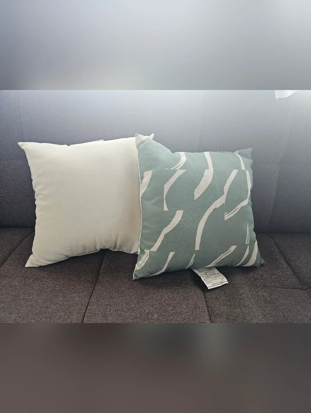 Set Of 2 Room Essentials Sage Green & White Abstract Throw Pillows 18x18 Square